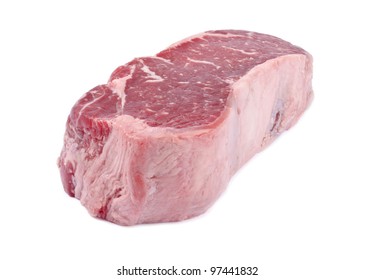 Raw Strip Loin Beef Steak Isolated On White