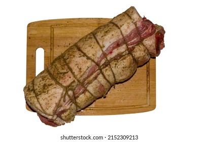 Raw Stuffed Pork Roast Isolated On White Background