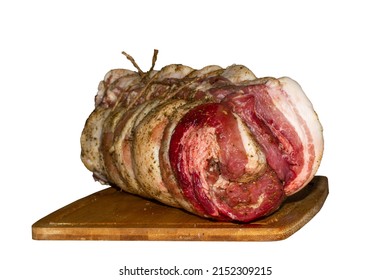 Raw Stuffed Pork Roast Isolated On White Background