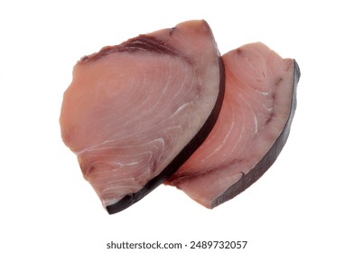 Raw swordfish slices closeup isolated on white background - Powered by Shutterstock