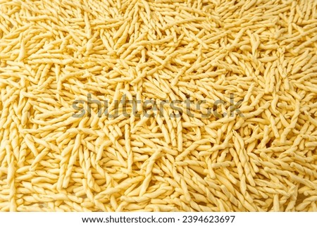Raw Trofie Pasta Texture Background, Dry Italian Macaroni Pattern, Traditional Genoa Food, Raw Noodles Mockup, Modern Ligurian Cuisine, Trofie Pasta with Copy Space for Text