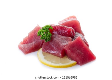 Raw Tuna On White Background