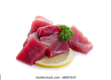 Raw Tuna On White Background