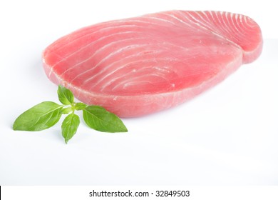 Raw Tuna Steak Isolated On White Background