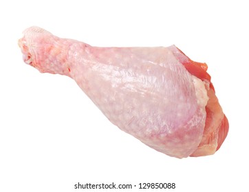 Raw Turkey Drumstick Isolated On White