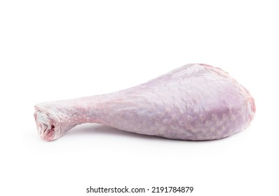 Raw Turkey  Drumstick Isolated On White 