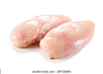 Raw Turkey Fillet On White Background 