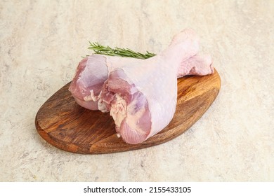 Raw Turkey Leg For Cooking Served Rosemary