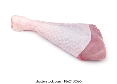 Raw Turkey Leg, Drumsticks Isolated On White, Top View