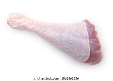 Raw Turkey Leg, Drumsticks Isolated On White, Top View