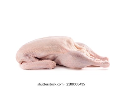 Raw and uncooked whole duck isolated on white background. Closeup - Shutterstock ID 2188335435