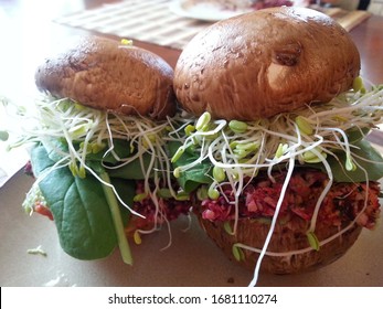 Raw Vegan Portobello Mushroom Burger 