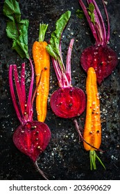 Raw Vegetables For Roasting, On A Baking Tray