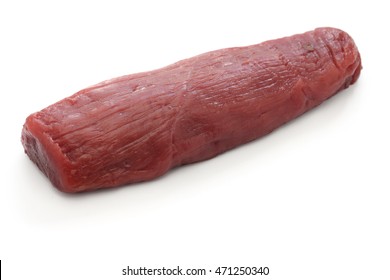 Raw Venison Meat Isolated On White Background