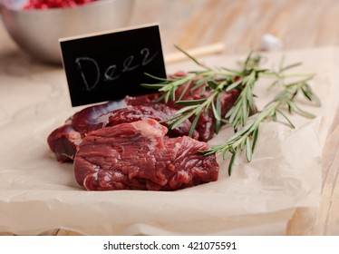 Raw Venison On A Wrapping Paper