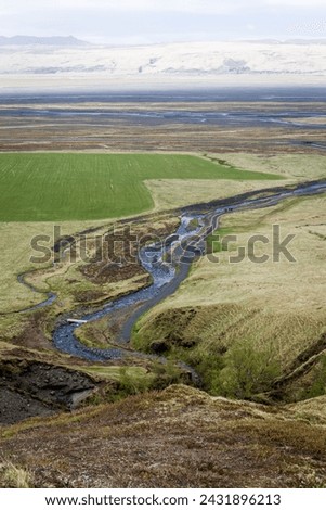 Raw volcanic landscape of the Thórsmörk (Þórsmörk) valley in South Iceland with Markarfljót winding river.  Stock photo © 