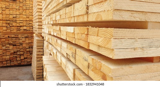 Raw wood drying in the lumber warehouse - Shutterstock ID 1832941048