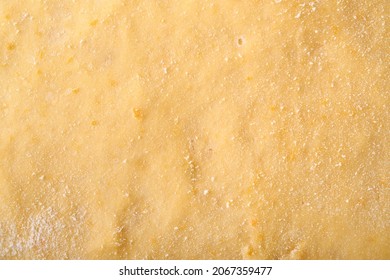 Raw yeast dough with pumpkin texture background. Concept home baking bread, buns or cinnabon or making dough. Close up of raw yeast dough image. Mock up.