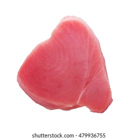 Raw Yellowfin Tuna Steak Isolated On A White Background