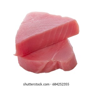 Raw Yellowfin Tuna Steaks Isolated On A White Background