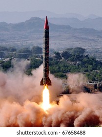 RAWALPINDI, PAKISTAN - DEC 21: View Of Successful Conduct Of The Training Launch Of Medium Range Ballistic Missile Hataf V On 21 December 2010 In Rawalpindi, Pakistan.