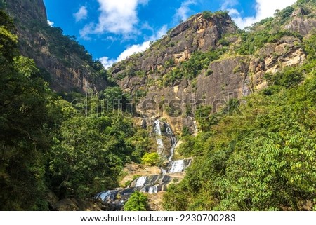 Rawana waterfall in a sunny day in Sri Lanka