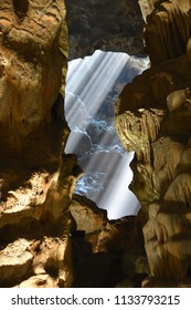 ray of  light through a cave 