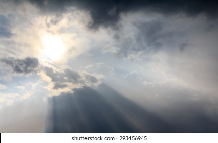 Ray Sunlight Breaking Through Dark Clouds Stock Photo 293456945 ...