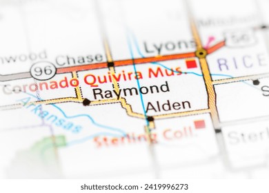 Raymond. Kansas. USA on a map
