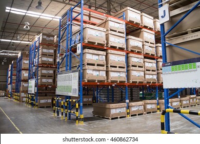 Rayong plant Thailand , July 27 - 2016 : Factory warehouse and finished goods area in Rayong factory for shipping to customer and production process. - Shutterstock ID 460862734
