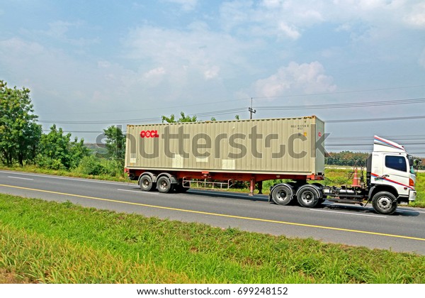 RAYONG-THAILAND-FEBRUARY 18 : The\
Transportation truck on the road, February 18, 2016 Rayong\
Province,\
Thailand