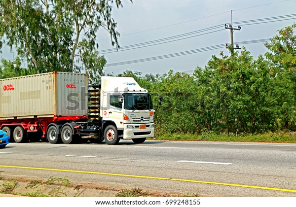 RAYONG-THAILAND-FEBRUARY 18 : The\
Transportation truck on the road, February 18, 2016 Rayong\
Province,\
Thailand