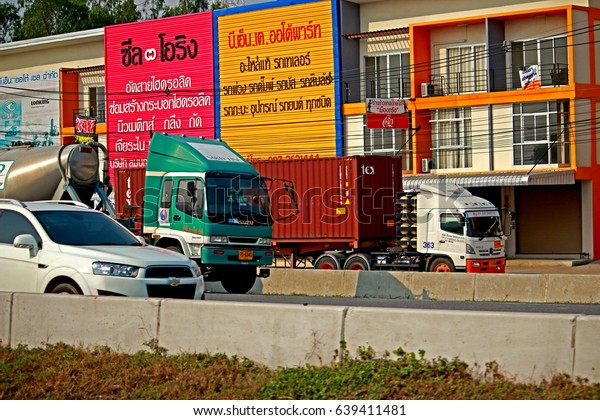 RAYONG-THAILAND-FEBRUARY 18 :\
The transportation trucks on the road on February 18, 2016 Rayong\
Province,\
Thailand