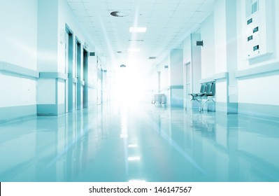 Rays of light in the corridor of the hospital.