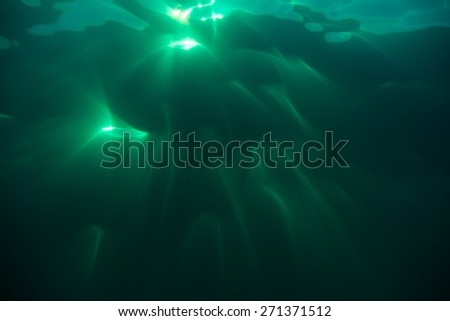 Rays of light going through water