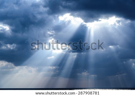 Rays of light shining down in the morning
