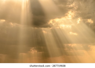 Rays Of Light Shining Down In Sunset