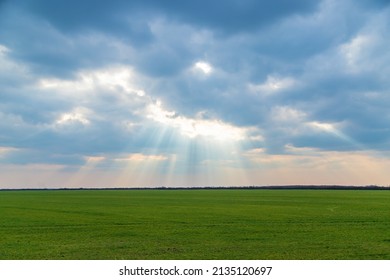 Rays of the sun through the clouds in the sky. selective focus. Nature.