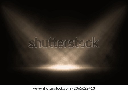 Rays through the fog, abstract of empty stage with colorful spotlights or Several bright projectors for scene lighting effects . can be used for display or montage your products