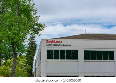 Raytheon Sign Of Silicon Valley Office Of Defense Contractor And Industrial Corporation - Sunnyvale , California, USA - May 22, 2019