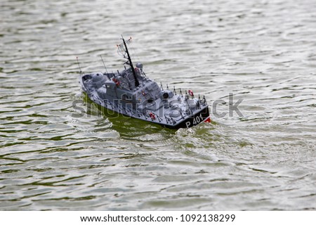 RC scale model ship at competitions.