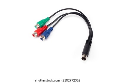 RCA composite audio video cable isolated on white background