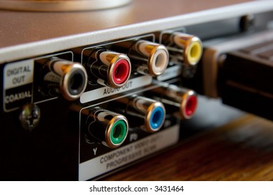 RCA connections on the back of a DVD player