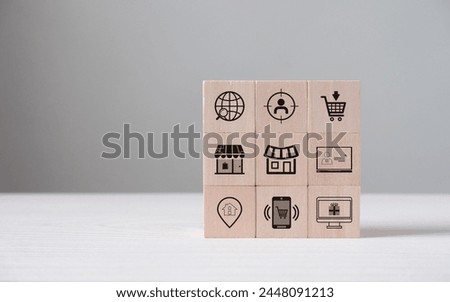 Reach customers through multiple touchpoints. Omnichannel marketing concept. Seamless integration of various channels, social media, email, and physical stores to create a unified customer experience.