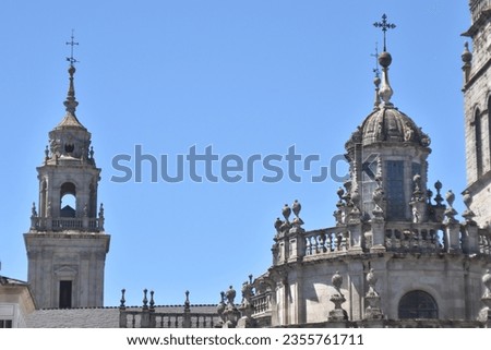 Reaching for Eternity: Lugo Church Tower and Clear Blue Sky