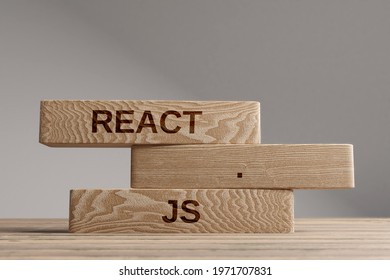 React Js Wooden Blocks Balance Concept. Wooden Concept