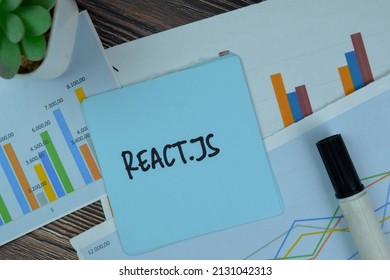 React.JS Write On Sticky Notes Isolated On Wooden Table.