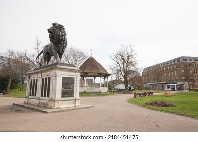 Reading, Berkshire, UK, 03 13 2022 The Maiwand Lion, War Memorial in Forbury Gardens, Reading, Berkshire in the UK