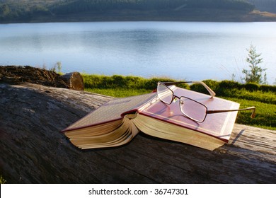 Reading at lakeside
