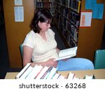 Reading at the library.